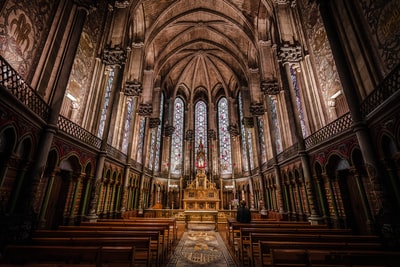 The cathedral of brown wooden stools
